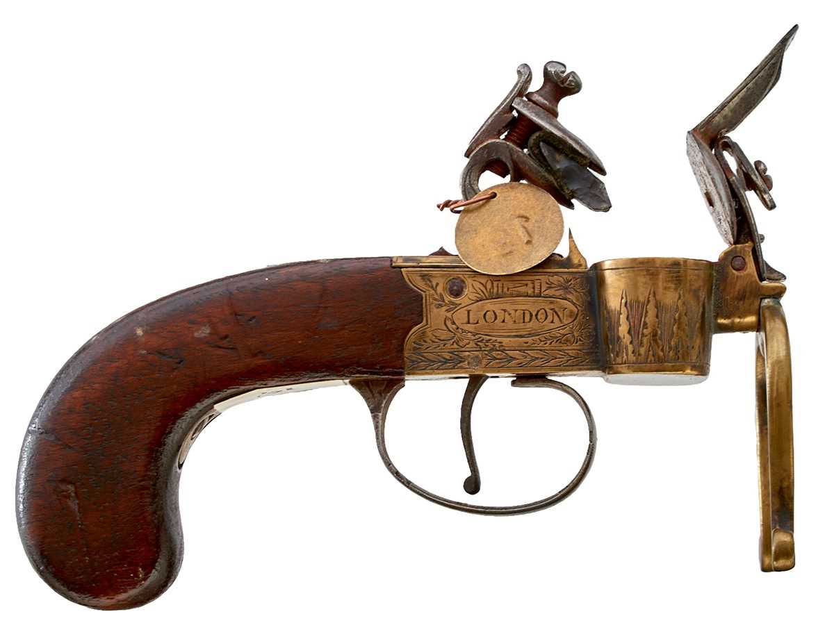 Lot 389 - AN EARLY 19TH CENTURY FLINTLOCK TINDER LIGHTER BY STEVENS