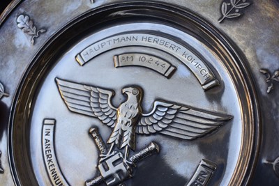 Lot 73 - A RARE GERMAN WORLD WAR II BOWL OF HONOUR FOR EXCELLENT COMBAT ACHIEVEMENTS