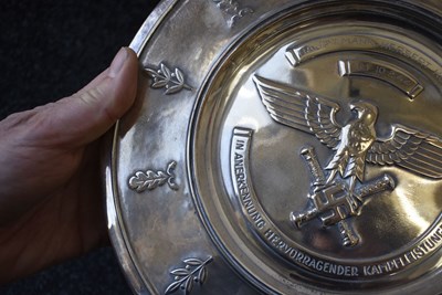Lot 73 - A RARE GERMAN WORLD WAR II BOWL OF HONOUR FOR EXCELLENT COMBAT ACHIEVEMENTS
