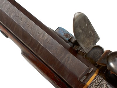 Lot 329 - A CASED PAIR OF 32-BORE FLINTLOCK DUELLING PISTOLS BY JOHN MANTON