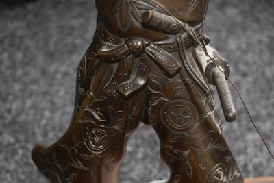 Lot 50 - A JAPANESE BRONZE FIGURE OF A WARRIOR ARCHER OR KYUDOKA