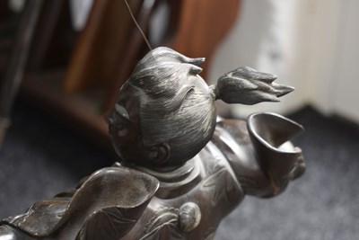 Lot 50 - A JAPANESE BRONZE FIGURE OF A WARRIOR ARCHER OR KYUDOKA