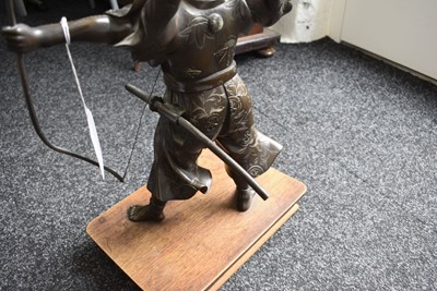 Lot 50 - A JAPANESE BRONZE FIGURE OF A WARRIOR ARCHER OR KYUDOKA