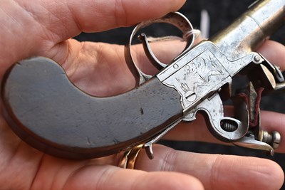 Lot 324 - A 54-BORE FLINTLOCK BOXLOCK POCKET PISTOL