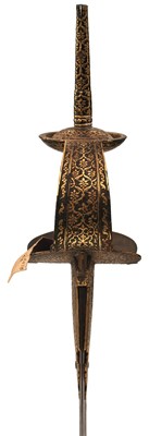Lot 58 - OF TIPU SULTAN INTEREST - AN IMPORTANT 18TH CENTURY INDIAN FIRANGI OR KHANDA WITH SUSPENSION BELT ENSEMBLE FROM SERINGAPATAM