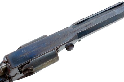 Lot 355 - A CASED 120-BORE FIVE-SHOT PERCUSSION BEAUMONT ADAMS REVOLVER