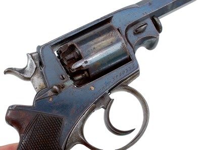 Lot 355 - A CASED 120-BORE FIVE-SHOT PERCUSSION BEAUMONT ADAMS REVOLVER