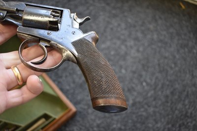 Lot 355 - A CASED 120-BORE FIVE-SHOT PERCUSSION BEAUMONT ADAMS REVOLVER