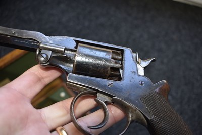 Lot 355 - A CASED 120-BORE FIVE-SHOT PERCUSSION BEAUMONT ADAMS REVOLVER