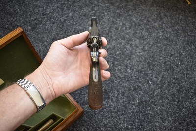 Lot 355 - A CASED 120-BORE FIVE-SHOT PERCUSSION BEAUMONT ADAMS REVOLVER