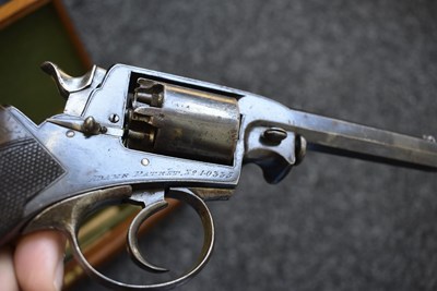 Lot 355 - A CASED 120-BORE FIVE-SHOT PERCUSSION BEAUMONT ADAMS REVOLVER