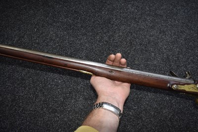 Lot 374 - A 13-BORE FULL STOCKED FLINTLOCK FOWLING PIECE