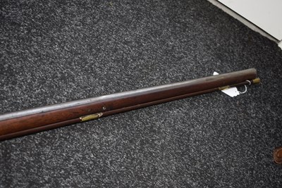 Lot 374 - A 13-BORE FULL STOCKED FLINTLOCK FOWLING PIECE