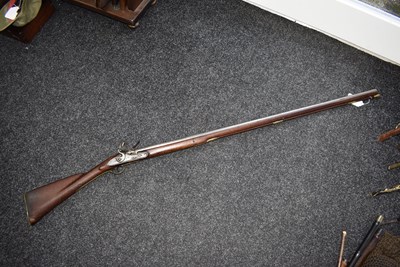Lot 374 - A 13-BORE FULL STOCKED FLINTLOCK FOWLING PIECE