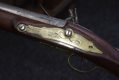 Lot 374 - A 13-BORE FULL STOCKED FLINTLOCK FOWLING PIECE