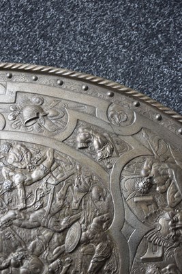 Lot 273 - A 19TH CENTURY BRONZED CAST PARADE SHIELD
