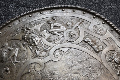 Lot 273 - A 19TH CENTURY BRONZED CAST PARADE SHIELD