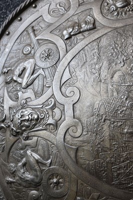 Lot 273 - A 19TH CENTURY BRONZED CAST PARADE SHIELD