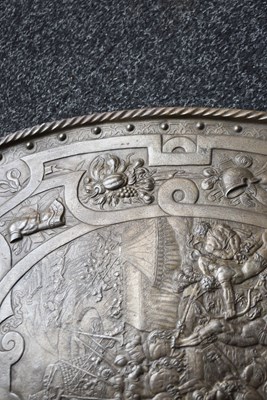 Lot 273 - A 19TH CENTURY BRONZED CAST PARADE SHIELD