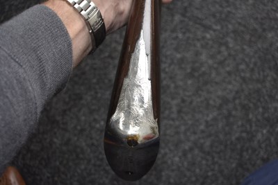 Lot 375 - A SCARCE 12-BORE SILVER MOUNTED FULL STOCKED FLINTLOCK SPORTING GUN BY GRIFFIN