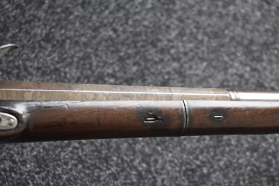 Lot 375 - A SCARCE 12-BORE SILVER MOUNTED FULL STOCKED FLINTLOCK SPORTING GUN BY GRIFFIN