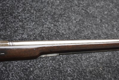 Lot 375 - A SCARCE 12-BORE SILVER MOUNTED FULL STOCKED FLINTLOCK SPORTING GUN BY GRIFFIN