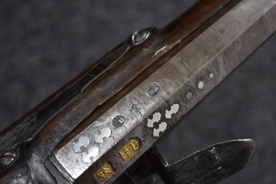 Lot 375 - A SCARCE 12-BORE SILVER MOUNTED FULL STOCKED FLINTLOCK SPORTING GUN BY GRIFFIN