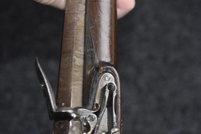 Lot 375 - A SCARCE 12-BORE SILVER MOUNTED FULL STOCKED FLINTLOCK SPORTING GUN BY GRIFFIN