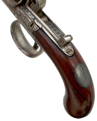 Lot 311 - A SCARCE CASED PAIR OF 77-BORE FLINTLOCK MUFF PISTOLS BY W. BOND