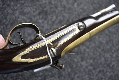Lot 314 - AN 18TH CENTURY 10-BORE FLINTLOCK BLUNDERBUSS PISTOL BY WILLIAM REYNOLDS