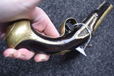 Lot 314 - AN 18TH CENTURY 10-BORE FLINTLOCK BLUNDERBUSS PISTOL BY WILLIAM REYNOLDS