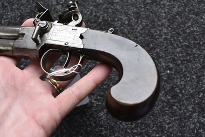 Lot 318 - A 54-BORE LARGE SIZED FLINTLOCK TAP ACTION OVERCOAT PISTOLBY KETLAND & CO