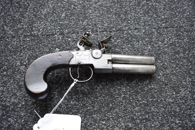 Lot 318 - A 54-BORE LARGE SIZED FLINTLOCK TAP ACTION OVERCOAT PISTOLBY KETLAND & CO