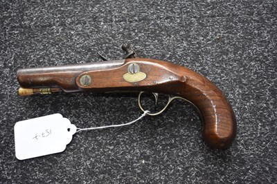 Lot 316 - A 28-BORE FLINTLOCK OVERCOAT OR TRAVELLING PISTOL BY KETLAND & CO.