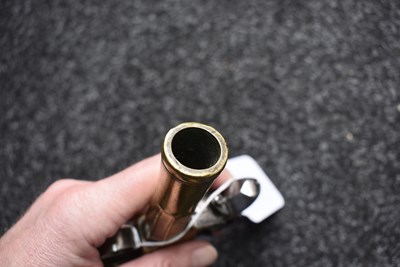 Lot 319 - AN 18-BORE FLINTLOCK BRASS BARRELLED BLUNDERBUSS PISTOL BY NOCK