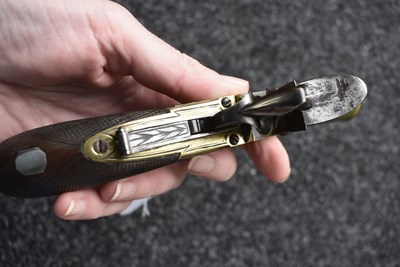 Lot 319 - AN 18-BORE FLINTLOCK BRASS BARRELLED BLUNDERBUSS PISTOL BY NOCK