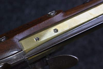 Lot 371 - A FLINTLOCK BAYONET BLUNDERBUSS BY MABSON & LABRON