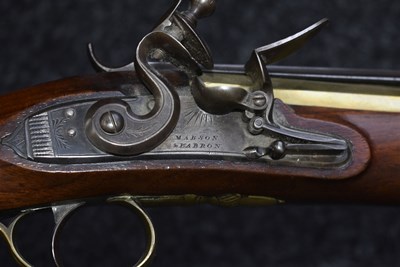 Lot 371 - A FLINTLOCK BAYONET BLUNDERBUSS BY MABSON & LABRON