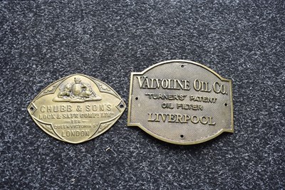 Lot 546 - A VALVOLINE OIL COMPANY BRASS SIGN