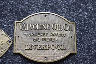 Lot 546 - A VALVOLINE OIL COMPANY BRASS SIGN