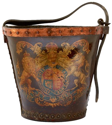 Lot A 19TH CENTURY LEATHER FIRE OR SHOT BUCKET