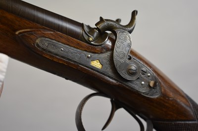 Lot 377 - OF ROYAL INTEREST: WILLIAM THE FOURTH’S DOUBLE BARRELLED 20-BORE COMBINATION RIFLE AND SPORTING GUN BY TANNER OF HANNOVER
