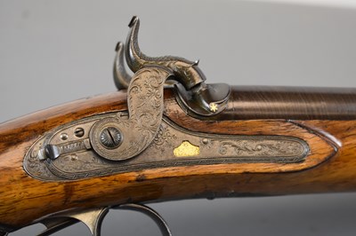 Lot 377 - OF ROYAL INTEREST: WILLIAM THE FOURTH’S DOUBLE BARRELLED 20-BORE COMBINATION RIFLE AND SPORTING GUN BY TANNER OF HANNOVER